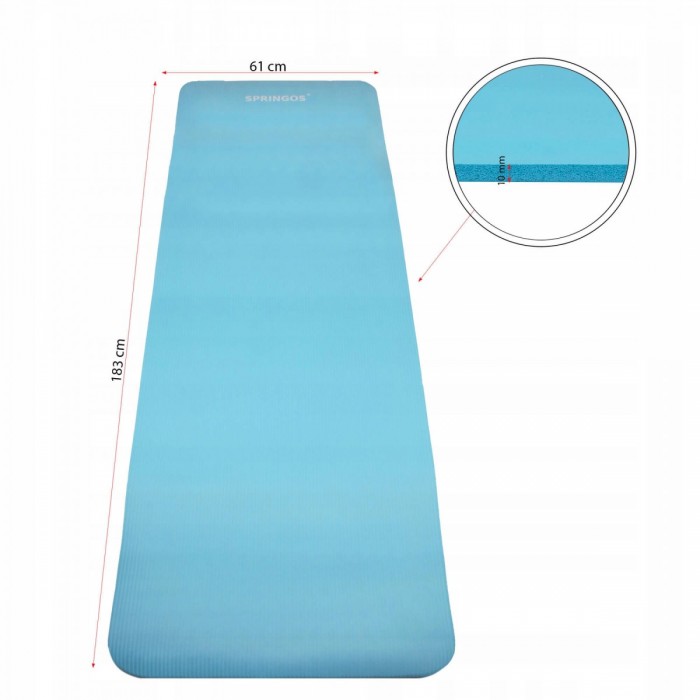 Килимок для фітнесу Springos NBR 1 см YG0033 Sky Blue