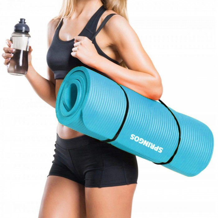 Килимок для фітнесу Springos NBR 1 см YG0033 Sky Blue