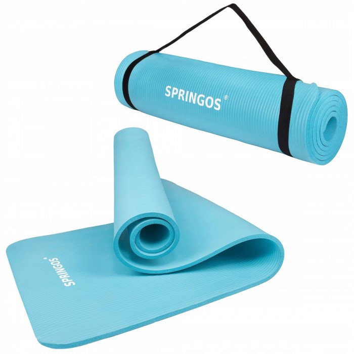 Килимок для фітнесу Springos NBR 1 см YG0033 Sky Blue