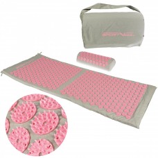 Коврик акупунктурный с валиком SportVida Аппликатор Кузнецова 130 x 50 см SV-HK0409 Grey/Pink
