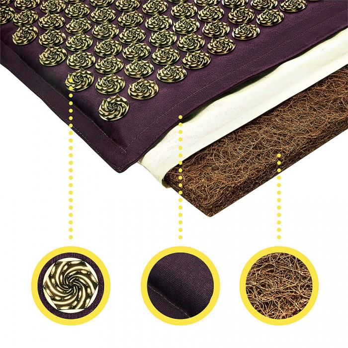 Килимок акупунктурний з подушкою 4FIZJO Eco Mat Аплікатор Кузнєцова Wine Red/Gold (P-5907739312907)