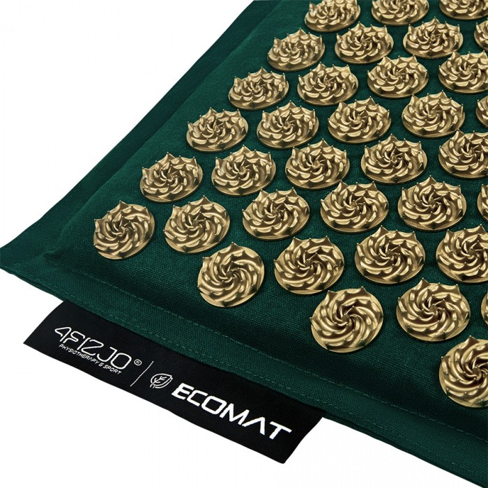 Килимок акупунктурний з подушкою 4FIZJO Eco Mat Аплікатор Кузнєцова Navy Green/Gold (P-5907739312891)