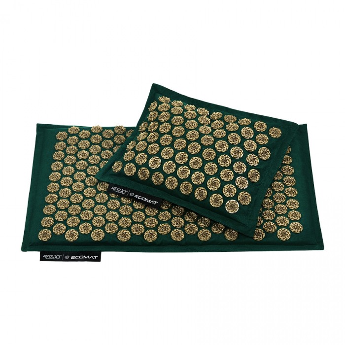 Килимок акупунктурний з подушкою 4FIZJO Eco Mat Аплікатор Кузнєцова Navy Green/Gold (P-5907739312891)
