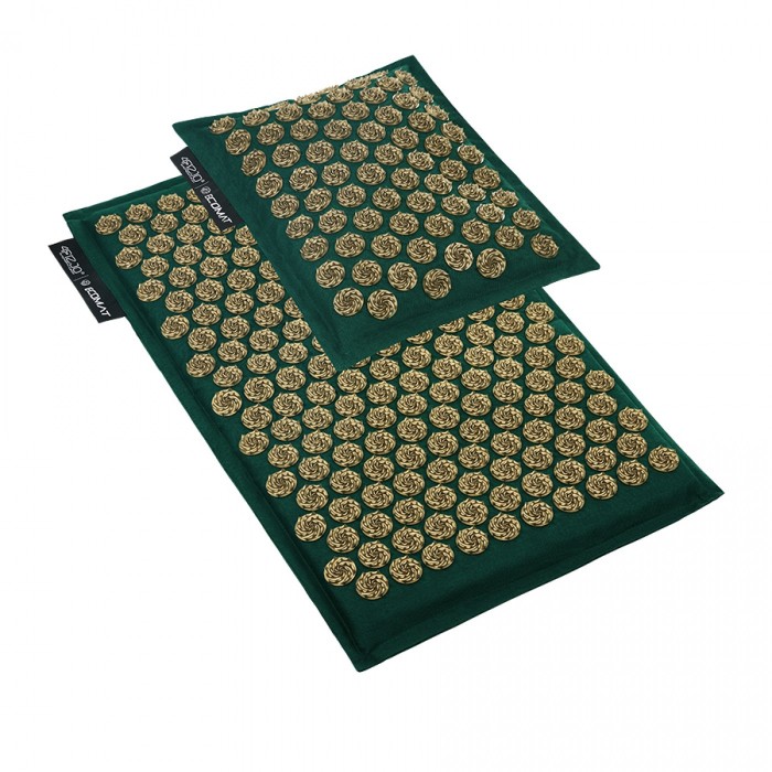 Килимок акупунктурний з подушкою 4FIZJO Eco Mat Аплікатор Кузнєцова Navy Green/Gold (P-5907739312891)