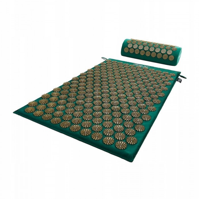 Килимок акупунктурний з валиком 4FIZJO Classic Mat Аплікатор Кузнєцова Navy Green/Gold (P-5907739313300)