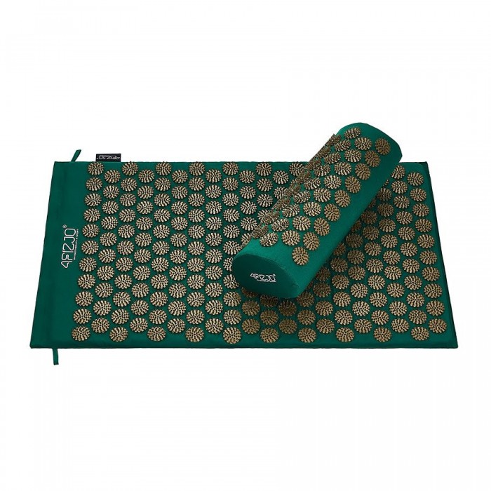 Килимок акупунктурний з валиком 4FIZJO Classic Mat Аплікатор Кузнєцова Navy Green/Gold (P-5907739313300)