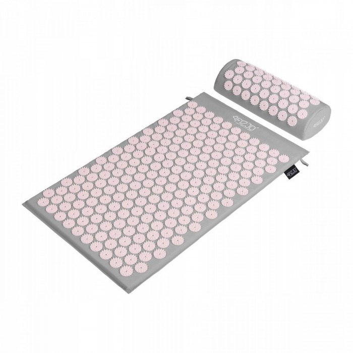 Килимок акупунктурний з валиком 4FIZJO Classic Mat Аплікатор Кузнєцова Grey/Pink (P-5907739313287)