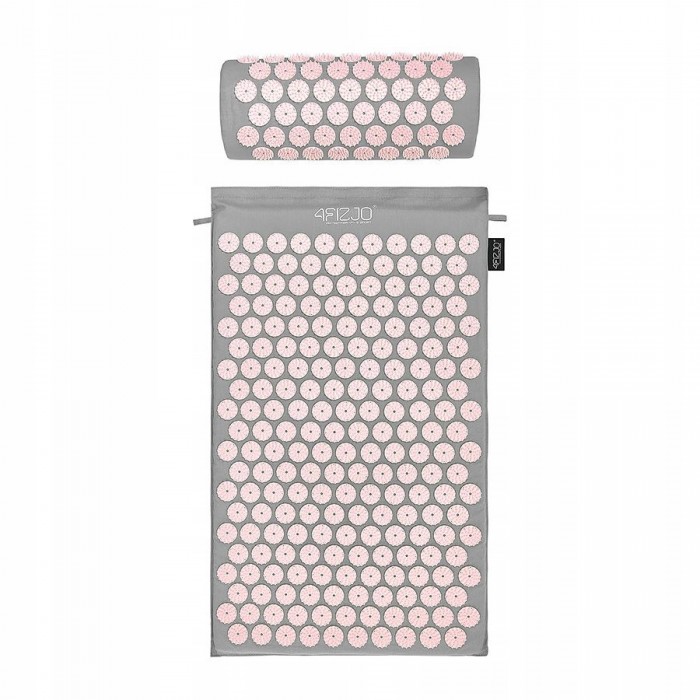 Килимок акупунктурний з валиком 4FIZJO Classic Mat Аплікатор Кузнєцова Grey/Pink (P-5907739313287)