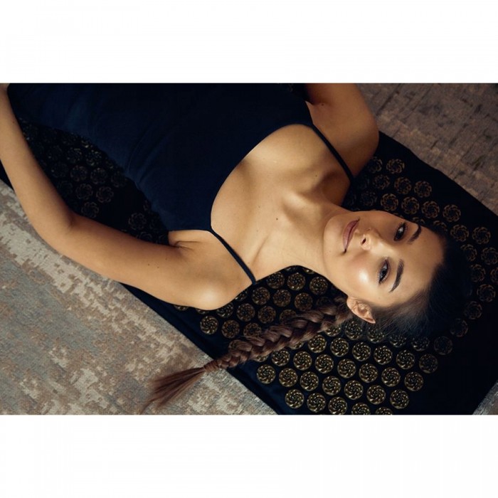 Килимок акупунктурний з подушкою 4FIZJO Eco Mat XL Аплікатор Кузнєцова Black/Gold (P-5907739313591)