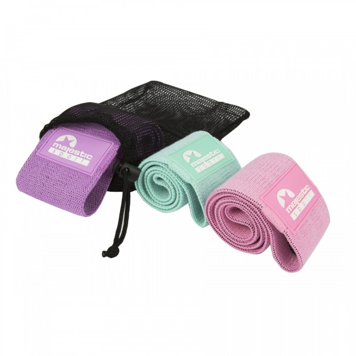 Резинки для фитнеса из ткани Majestic Sport Hip Band набор 3 шт 13-37 кг M-HB-4503 Резинки для фитнеса из ткани Majestic Sport Hip Band набор 3 шт 13-37 кг M-HB-4503
