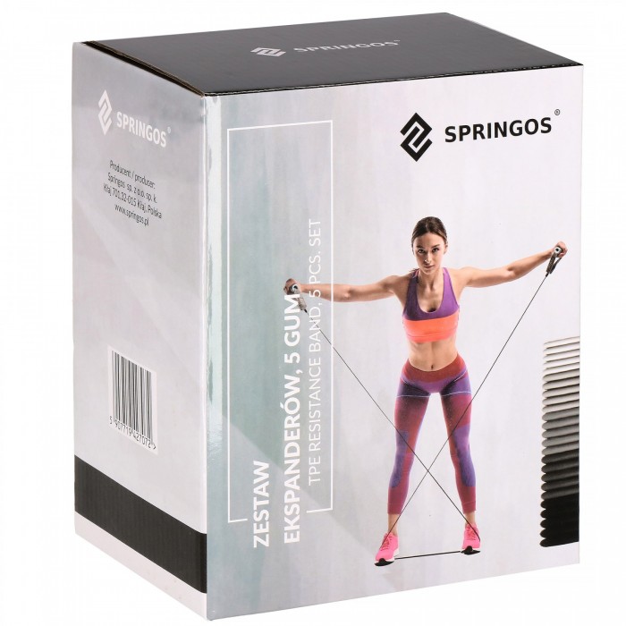 Набор трубчатых эспандеров Springos 4.5-22.7 кг 5 шт универсальные FA0136
