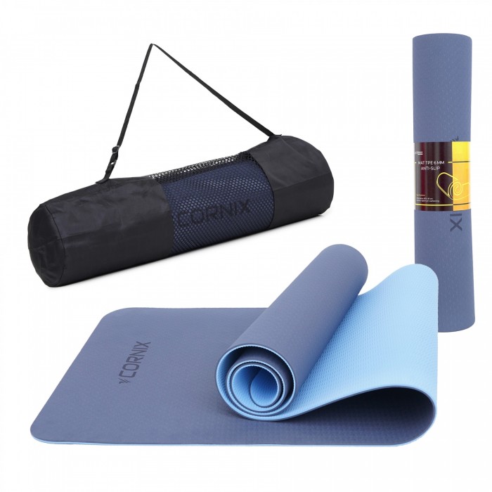 Коврик спортивный Cornix TPE 183 x 61 x 0.6 cм для йоги и фитнеса XR-0003 Blue/Sky Blue Коврик спортивный Cornix TPE 183 x 61 x 0.6 cм для йоги и фитнеса XR-0003 Blue/Sky Blue