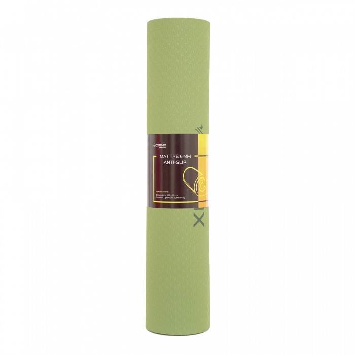 Коврик спортивный Cornix TPE 183 x 61 x 0.6 cм для йоги и фитнеса XR-0008 Green/Grey