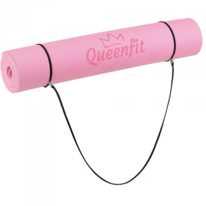 Килимок (мат) для фітнесу та йоги Queenfit ТРЕ 0,5 см рожевий