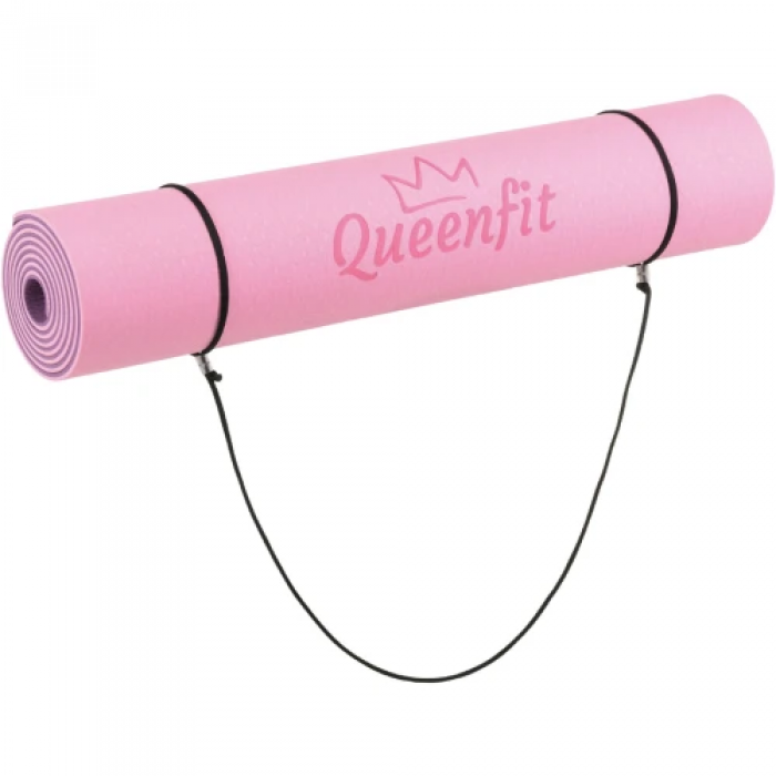 Килимок (мат) для фітнесу та йоги Queenfit ТРЕ 0,6 см рожево-фіолетовий