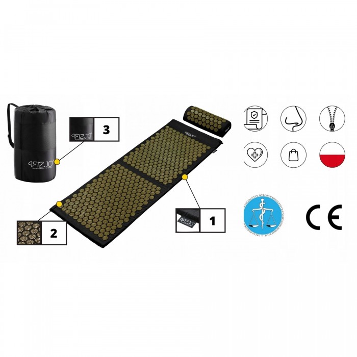 Килимок акупунктурний з валиком 4FIZJO Classic Mat XL Аплікатор Кузнєцова Black/Gold (P-5907739315052)