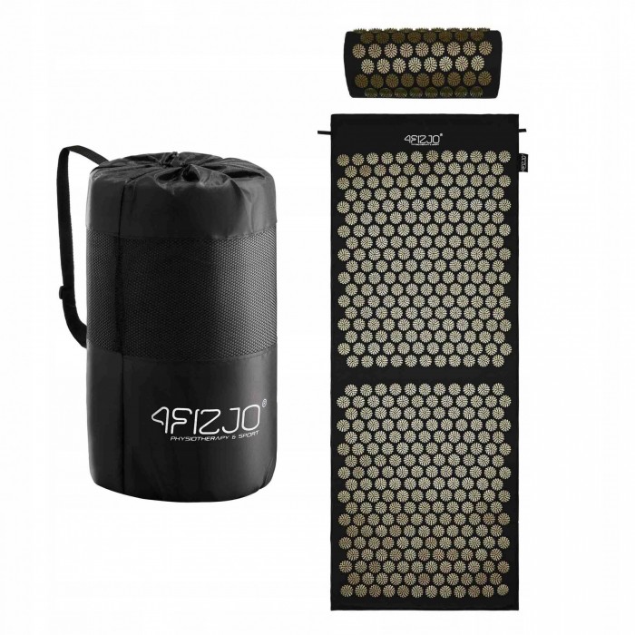 Килимок акупунктурний з валиком 4FIZJO Classic Mat XL Аплікатор Кузнєцова Black/Gold (P-5907739315052)