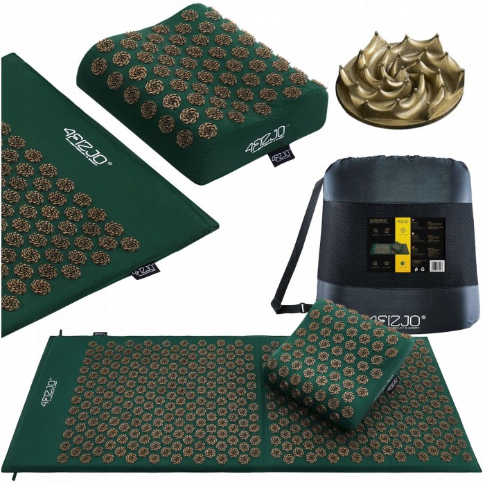 Коврик акупунктурный с подушкой 4FIZJO Ergo Mat XL Аппликатор Кузнецова Navi Green/Gold (P-5907739315083) Коврик акупунктурный с подушкой 4FIZJO Ergo Mat XL Аппликатор Кузнецова Navi Green/Gold (P-5907739315083)
