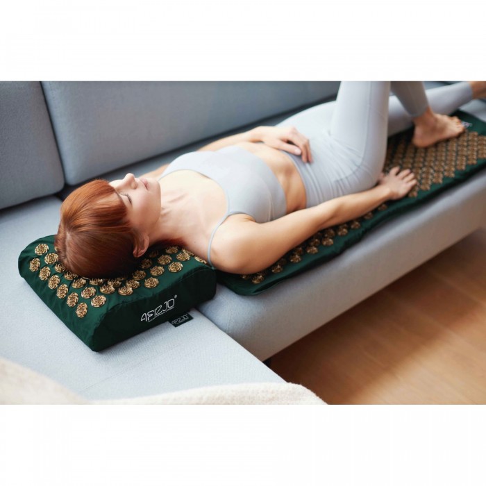 Коврик акупунктурный с подушкой 4FIZJO Ergo Mat XL Аппликатор Кузнецова Navi Green/Gold (P-5907739315083)