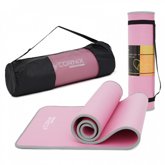 Коврик спортивный Cornix NBR 183 x 61 x 1 cм для йоги и фитнеса XR-0095 Pink/Grey Коврик спортивный Cornix NBR 183 x 61 x 1 cм для йоги и фитнеса XR-0095 Pink/Grey