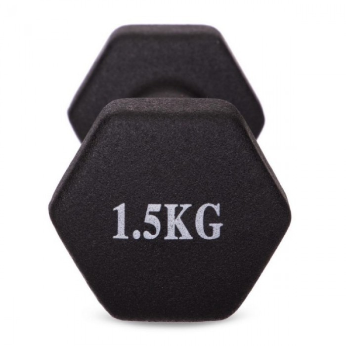 Гантель для фітнесу 1,5 кг 1 шт неопренова Generation Fitness VDD-02-1,5 кг чорний