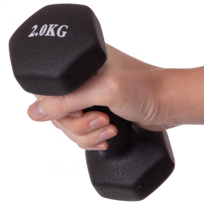 Гантель для фітнесу 2 кг 1 шт неопренова Generation Fitness VDD-02-2кг чорний