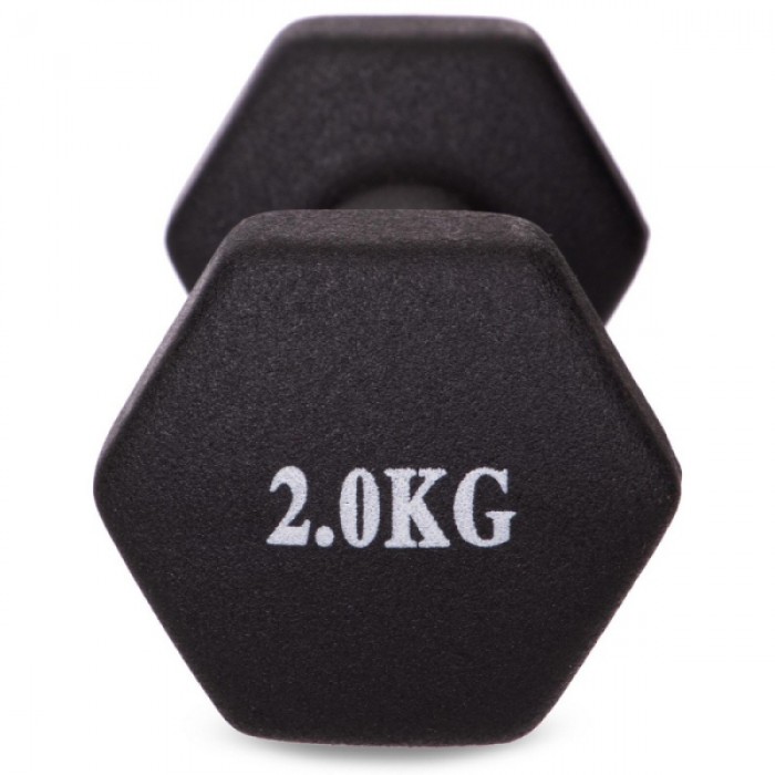 Гантель для фітнесу 2 кг 1 шт неопренова Generation Fitness VDD-02-2кг чорний