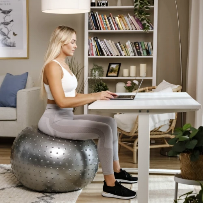 Фітбол масажний Hop-Sport 65см сріблястий + насос