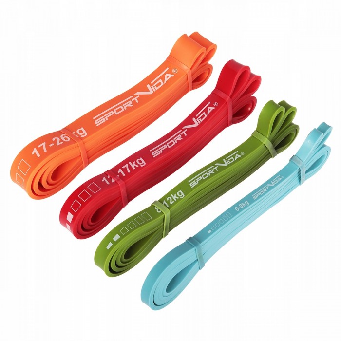 Еспандер-петля SportVida Power Band 4 шт 0-26 кг (гума для фітнесу та спорту) SV-HK0341 Еспандер-петля SportVida Power Band 4 шт 0-26 кг (гума для фітнесу та спорту) SV-HK0341