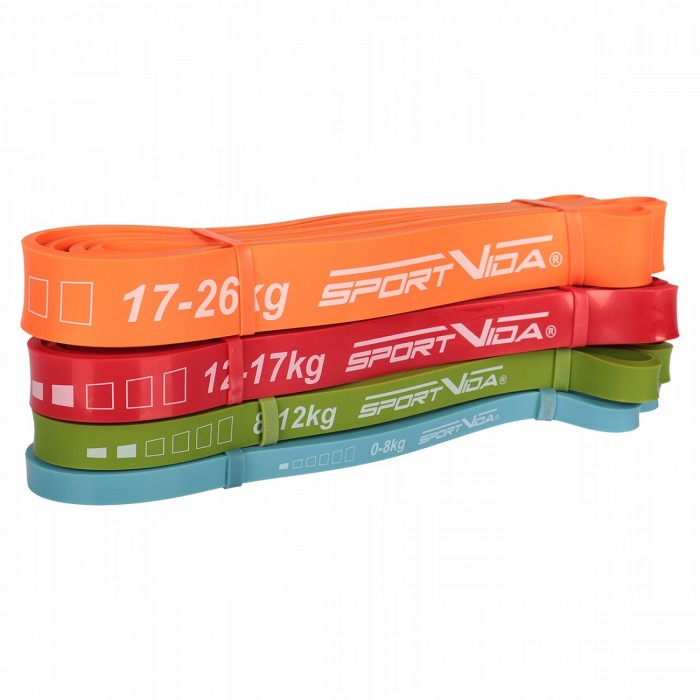 Еспандер-петля SportVida Power Band 4 шт 0-26 кг (гума для фітнесу та спорту) SV-HK0341