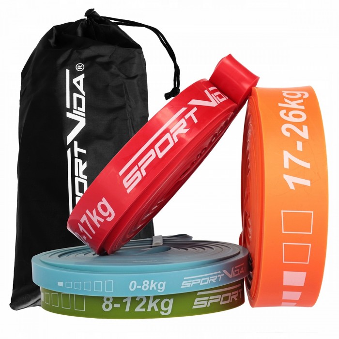 Еспандер-петля SportVida Power Band 4 шт 0-26 кг (гума для фітнесу та спорту) SV-HK0341