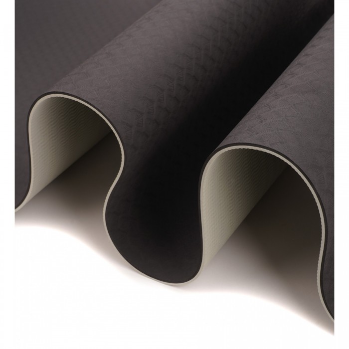 Коврик (мат) спортивный SportVida TPE 183 x 61 x 0.6 см для йоги и фитнеса SV-EZ0057 Black/Grey