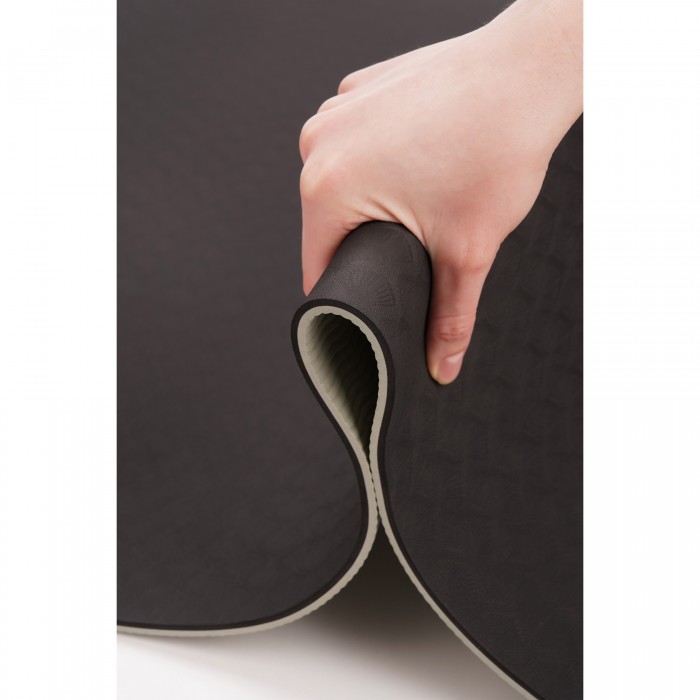 Коврик (мат) спортивный SportVida TPE 183 x 61 x 0.6 см для йоги и фитнеса SV-EZ0057 Black/Grey