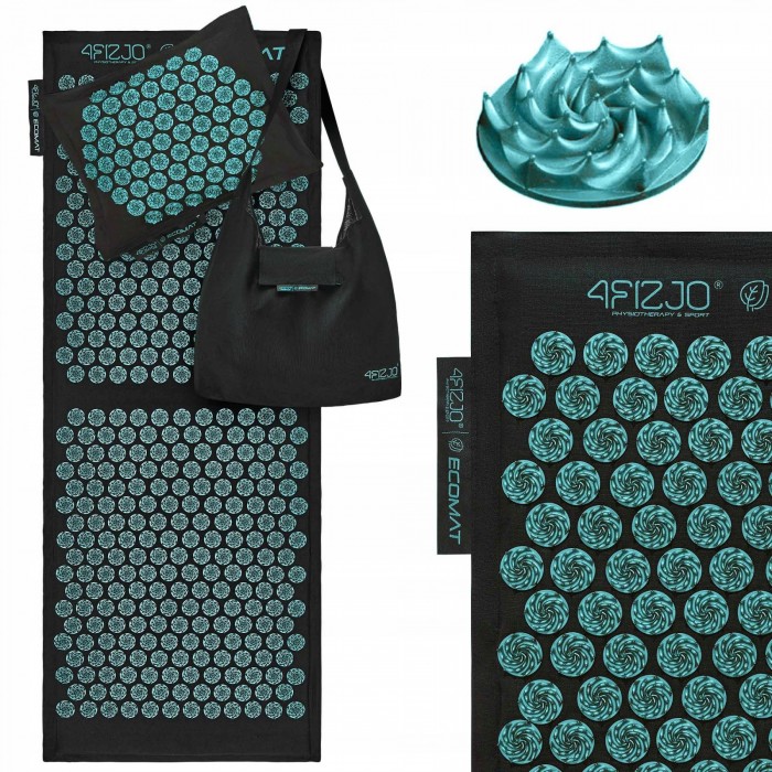 Килимок акупунктурний з подушкою 4FIZJO Eco Mat XL Аплікатор Кузнєцова Black/Blue (P-5907739317452) Килимок акупунктурний з подушкою 4FIZJO Eco Mat XL Аплікатор Кузнєцова Black/Blue (P-5907739317452)