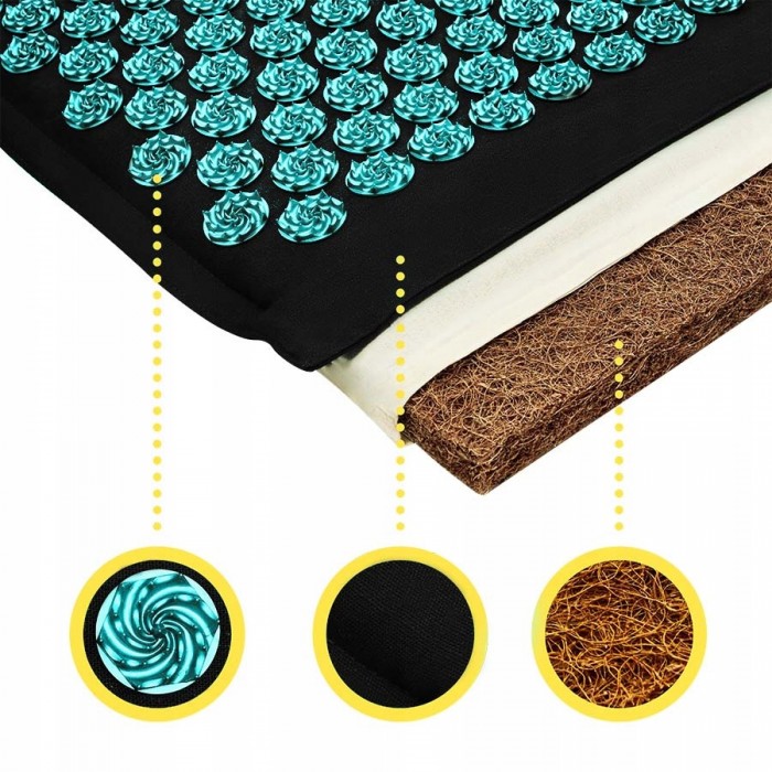 Килимок акупунктурний з подушкою 4FIZJO Eco Mat XL Аплікатор Кузнєцова Black/Blue (P-5907739317452)