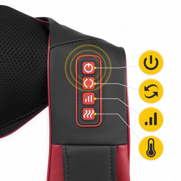 Накидка-масажер 4FIZJO Shiatsu Pro+ для шиї та спини Black/Red (P-5907739319074)