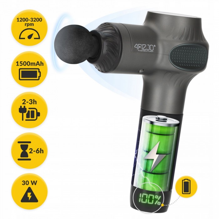 Ручний перкусійний масажер 4FIZJO Massage Gun Active 30 Вт масажний пістолет (P-5907739319937)
