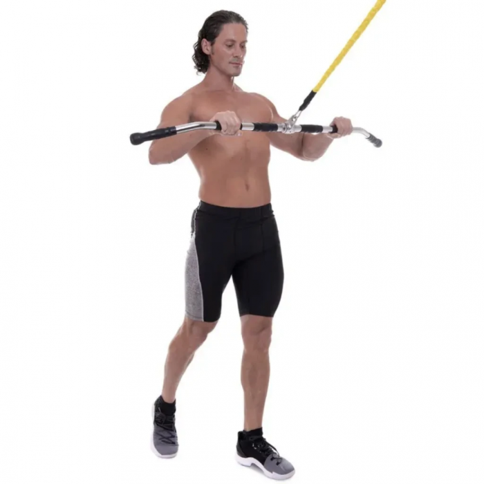 Ручка для верхньої тяги York Fitness 122см зігнута з гумовими рукоятками, хром