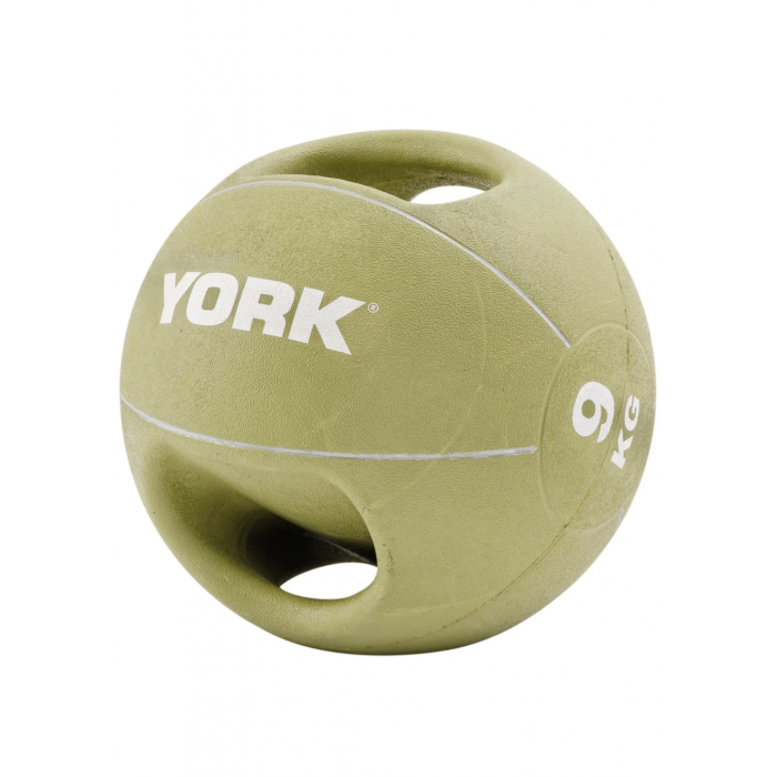 М'яч медбол 9 кг York Fitness із двома ручками зелений М'яч медбол 9 кг York Fitness із двома ручками зелений