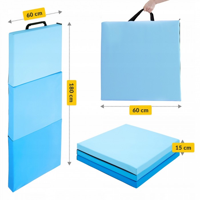 Мат гімнастичний складний 4FIZJO 180 x 60 x 5 см Blue/Sky Blue (P-5907739319685)