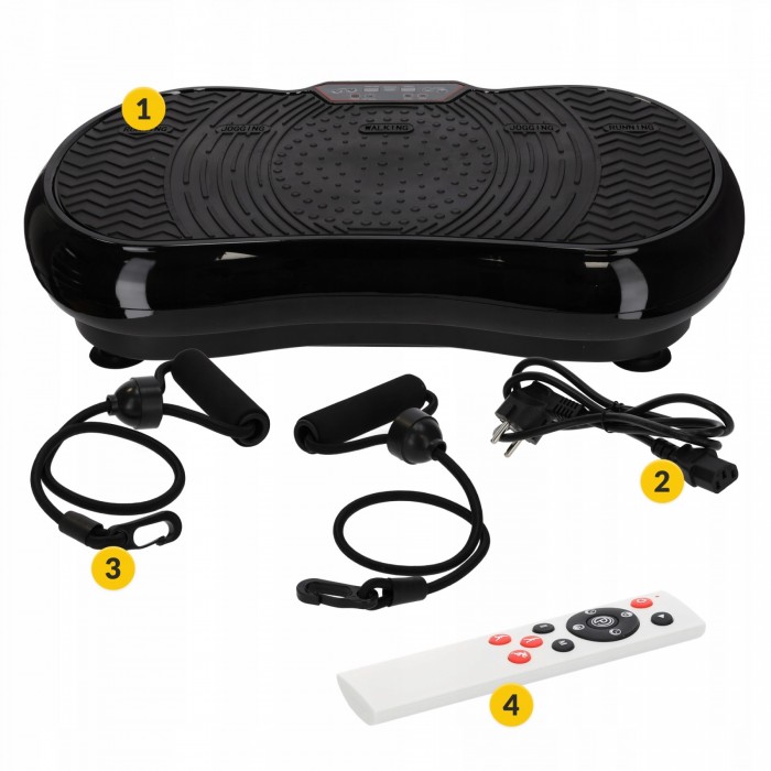 Віброплатформа для тренувань 4FIZJO Pro+ з пультом та еспандерами Black (P-5907739319524)