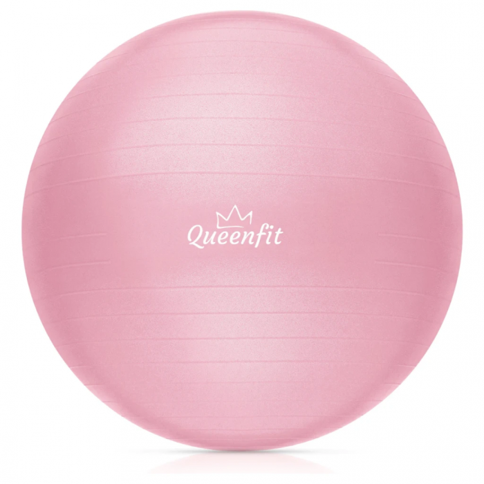 Фітбол Queenfit 65см світло-рожевий + насос