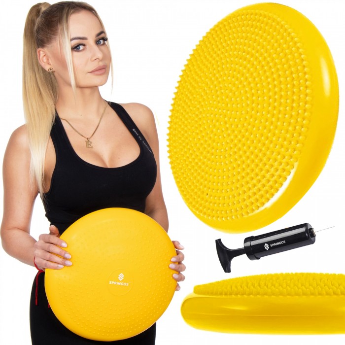 Балансировочная подушка (сенсомоторная) массажная Springos FA1069 Yellow