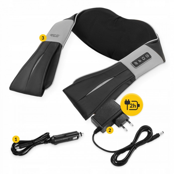 Накидка-масажер 4FIZJO Shiatsu Ultra+ для шиї та спини, акумуляторний Black/Grey (P-5907739319098)
