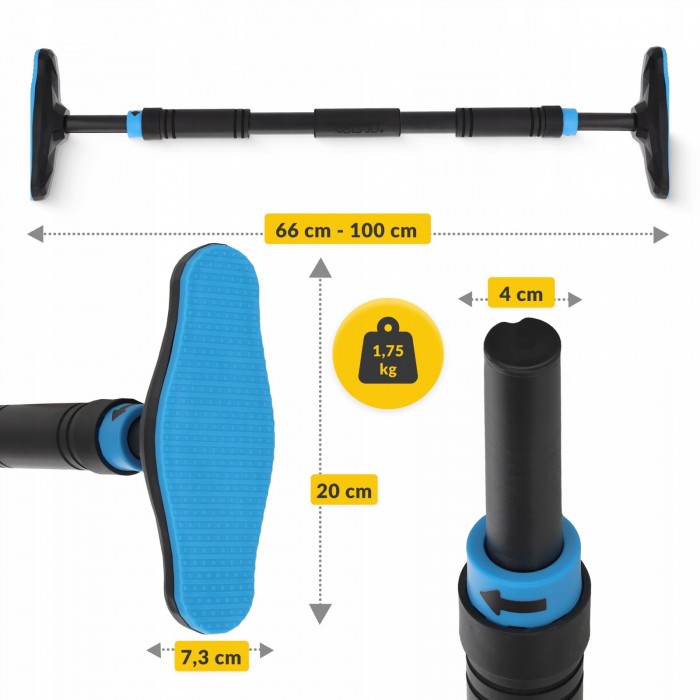 Турнік розсувний 4FIZJO ULTRA 66-100 см Black/Blue (P-5905973400329)