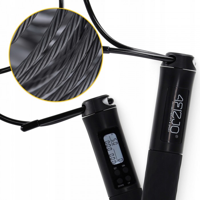 Скакалка з лічильником 4FIZJO 2 в 1 провідна/бездротова Black (P-5905973402200)