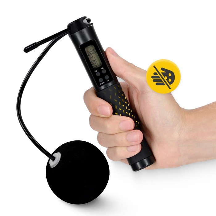 Скакалка з лічильником 4FIZJO 2 в 1 провідна/бездротова Black (P-5905973402200)