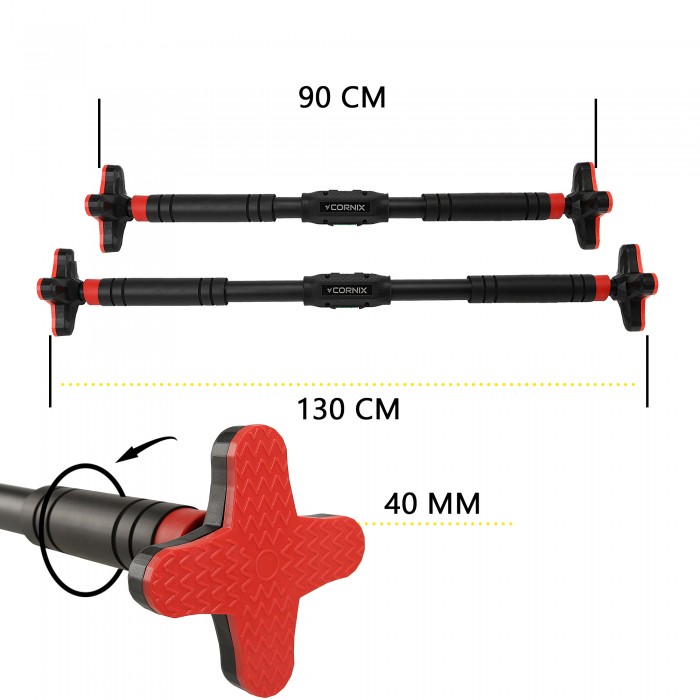 Турнік розсувний Cornix Pro+ 100-150 см XR-0288 Black/Red