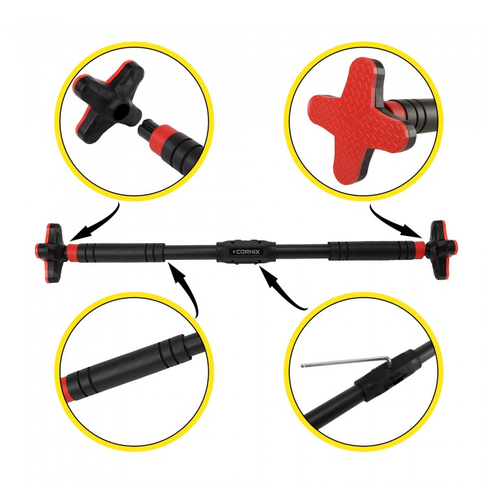 Турнік розсувний Cornix Pro+ 100-150 см XR-0288 Black/Red