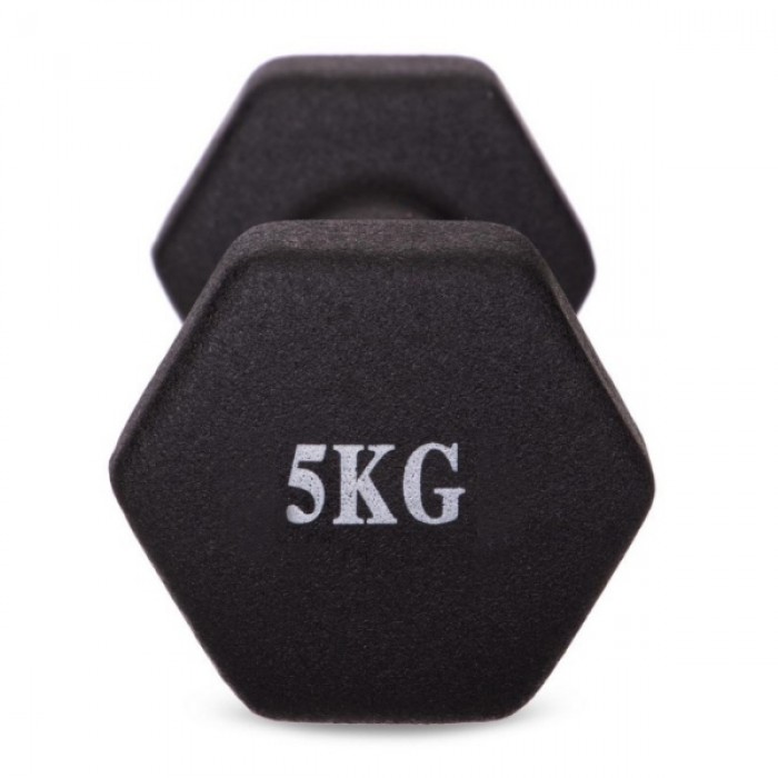 Гантель для фітнесу 5 кг 1шт з неопреновим покриттям Generation Fitness FF51D4A-5kg (чорний)